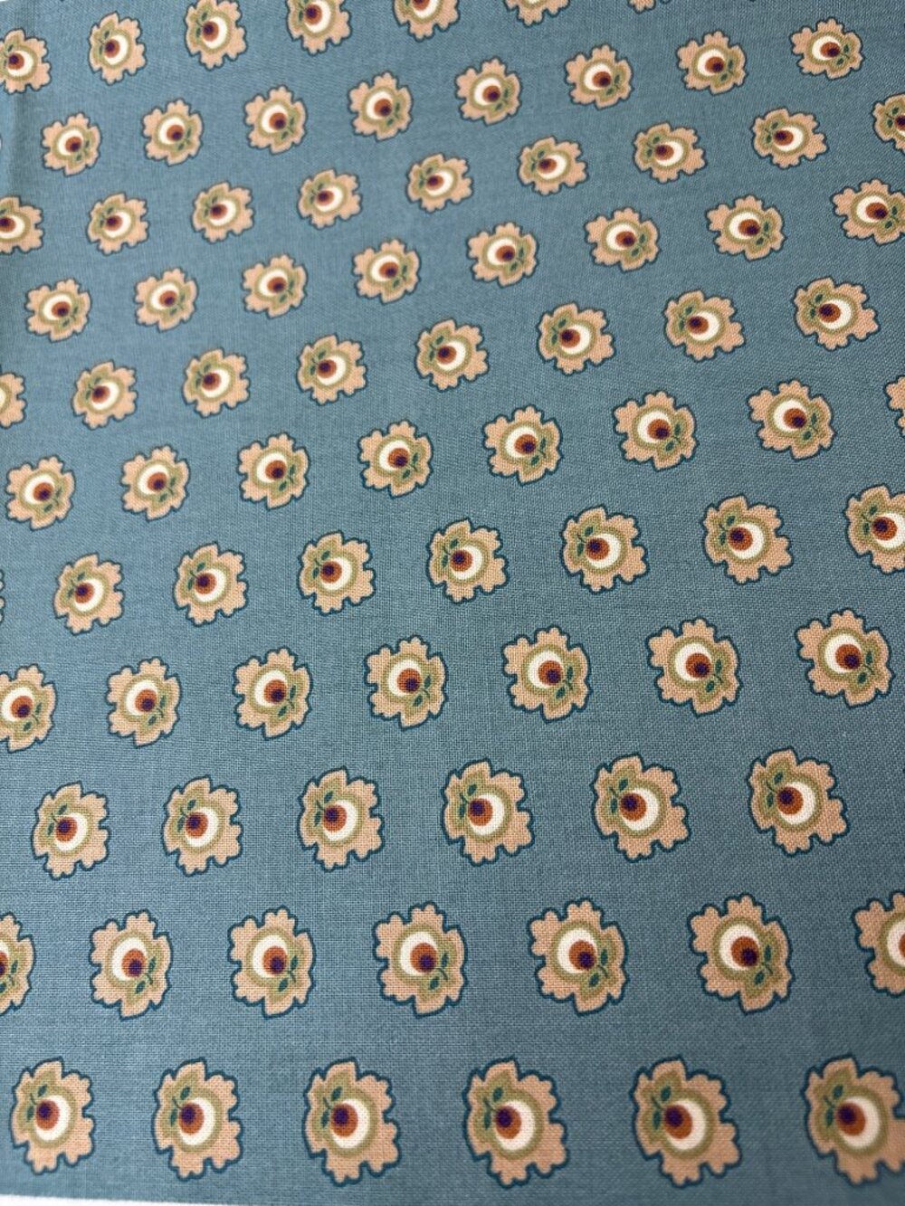 Marcus Fabrics 18"x44" Cotton Quilting Fabric Vintage Floral Design 1852 Teal